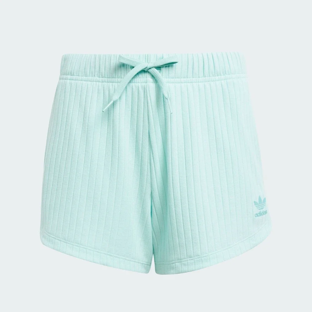 Adidas Originals Shorts Girls L Semi Flash Aqua Ribbed Drawstring Waist DSGL835 - Picture 6 of 12
